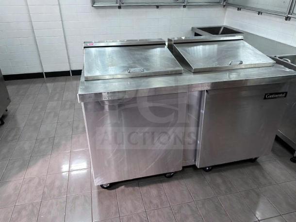 Continental stainless steel refrigerated prep table, excellent condition, NSF & UL listed, fully tested, model CON-L-PREP-0388.