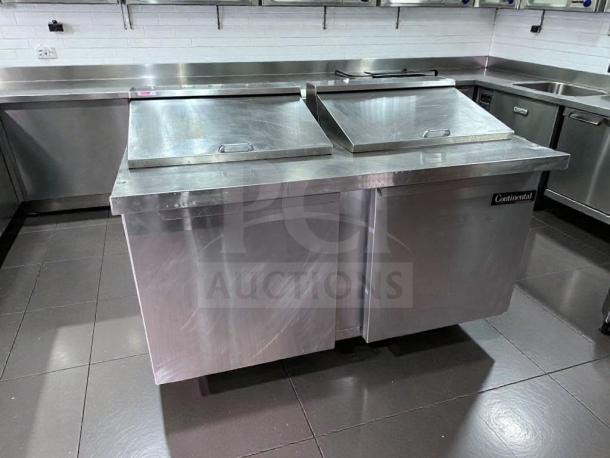 Stainless steel Continental refrigerated prep table, NSF & UL listed, model CON-L-PREP-0388, excellent condition, fully tested.