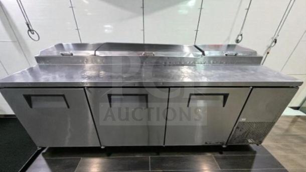 True TPP-93 Commercial Pizza Prep Refrigerator, 93", 3-door, stainless steel, superior condition, UL listed, fully operational.