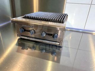 Commercial Kitchen Equipment 4-Burner Gas Charbroiler in stainless steel, fully tested, outstanding condition, model CHAR-M-GAS-0543.