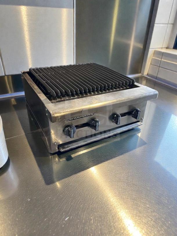 Commercial 4-Burner Gas Charbroiler, heavy-duty stainless steel, natural gas, outstanding condition, fully tested.