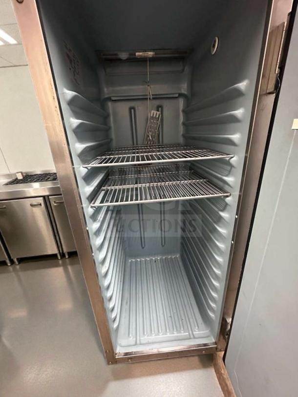 Delfield GSS2TL-8 commercial reach-in refrigerator, stainless steel, dual shelves, NSF & UL listed, premium condition.