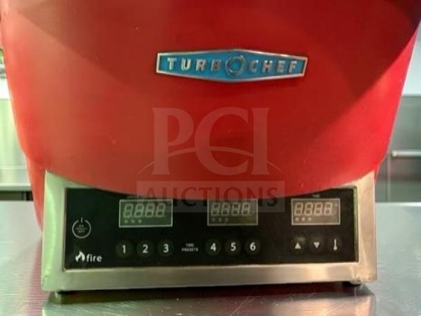TurboChef Fire high-speed countertop oven, ventless, red, model TURB-L-FIRE-0555, UL listed, excellent condition, fully tested.