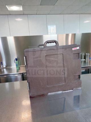 Carlisle Insulated Food Carrier, commercial model, in impeccable condition, with handle and hinges, embossed logo visible.