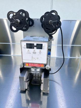 Impressive condition 85°C Digital Cup Sealer by Commercial Beverage Equipment, fully tested, automatic operation, model CUP-M-SEAL-0541.