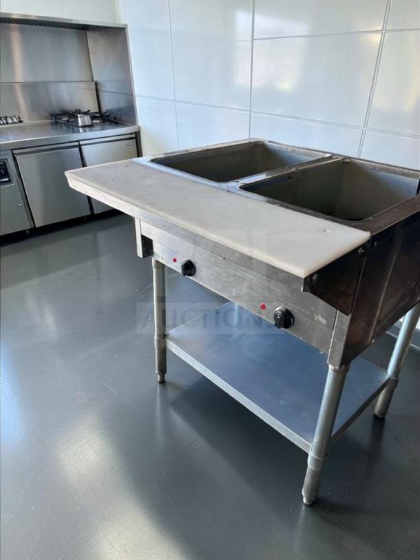 GSW ST-2WOE-12 commercial electric steam table with 2 wells, ETL listed, fully tested, in exceptional condition.