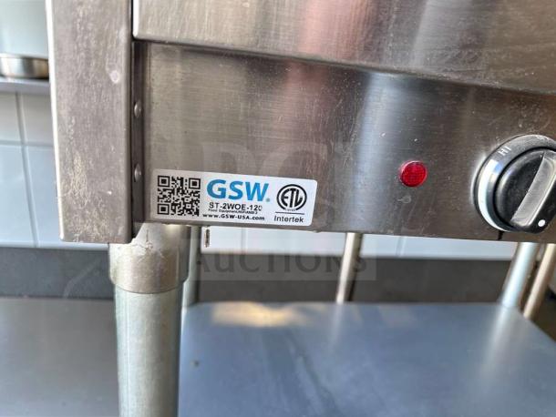 GSW ST-2WOE-12 commercial electric steam table in exceptional condition, 2-well food warmer, ETL listed, with control panel.