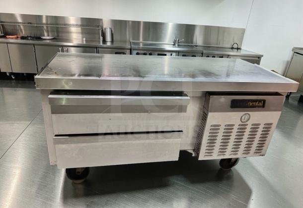 Continental D48GFN chef base freezer, 48-inch with 2 drawers, stainless steel, 115V, commercial kitchen line, excellent condition.