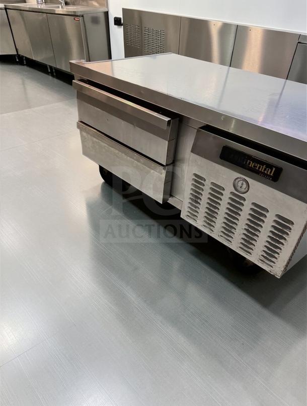 Continental D48GFN Chef Base Freezer, 48-inch, with 2 drawers, stainless steel, excellent condition, tested operational.