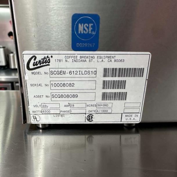 Curtis GEMINI Twin Coffee Brewer SCGEM-612ILDS10, stainless steel, commercial grade, NSF certified, fully tested.