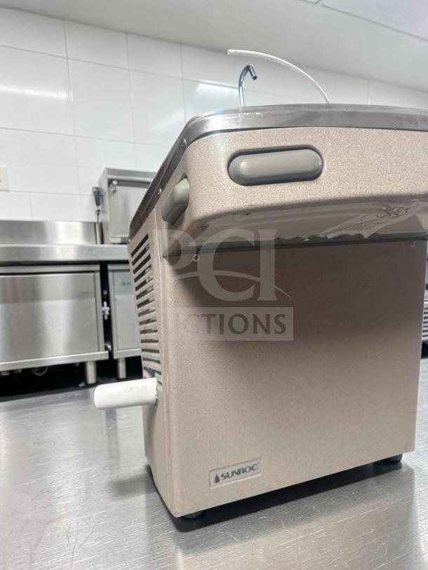 Sunroc ADA8ACB refrigerated drinking fountain, top-tier condition, ADA compliant, stainless steel, brand label visible.
