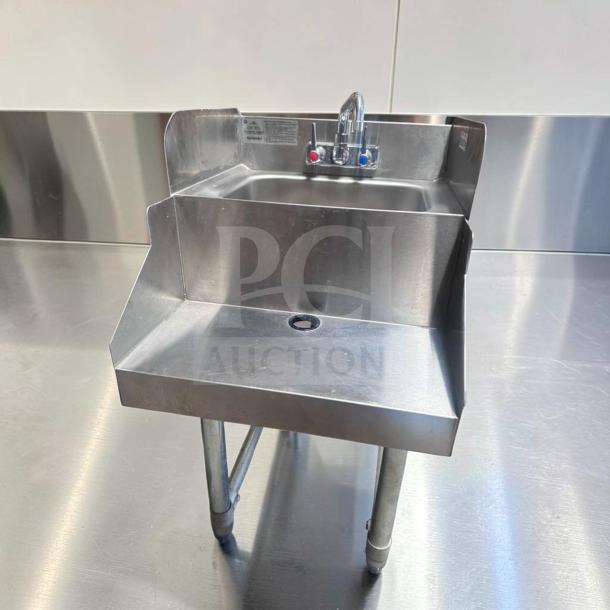 Advance Tabco SL-RS-18 stainless steel blender station with 18" x 23" dump sink, faucet, excellent condition, USA-made.