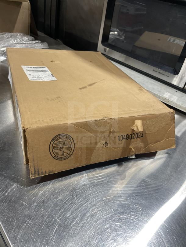 Brand new Carlisle commercial black 14"x18" fast food/serving tray in unopened box, 12 units per order.