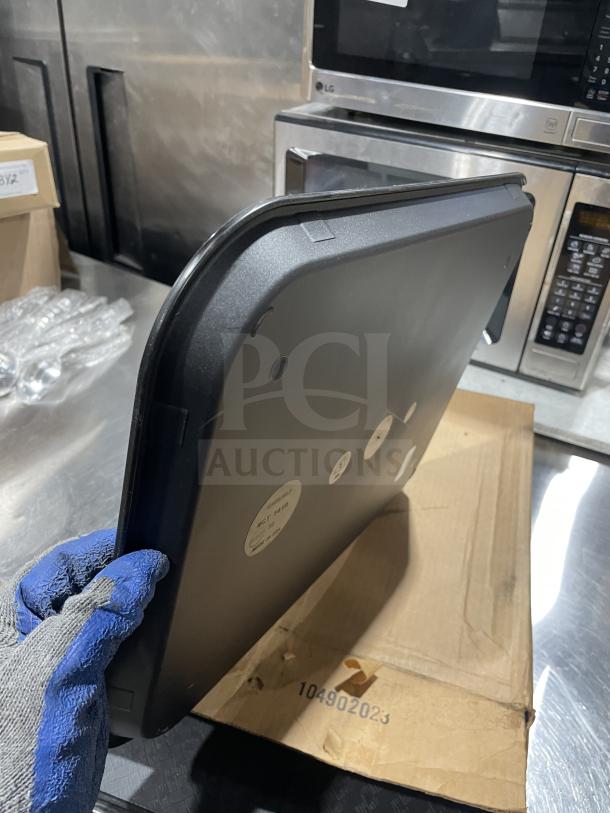 Brand new Carlisle black 14"x18" fast food/serving tray, commercial grade, labeled, pristine condition, 12 trays total.