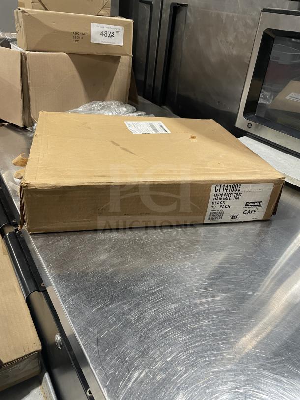 Carlisle Commercial Fast Food Serving Tray, Black, 14"x18", new in box, model CT141803, 12 pack, NSF listed.