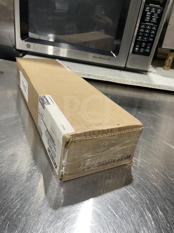 Brand new Carlisle 9.5" ladle in box, black and white balsamic vinaigrette style, unopened, includes 12X bid offer.