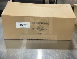 BRAND NEW Crestware SAF-T-STAK stainless steel pan, commercial 4" deep anti-jam, full size, set of 6 in box.
