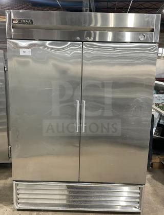 True T-49F Commercial Stainless Steel 2-Door Freezer, Energy Star, Poly Coated Racks, Model: T-49F, SN: 768945, 115V, 1-Phase.