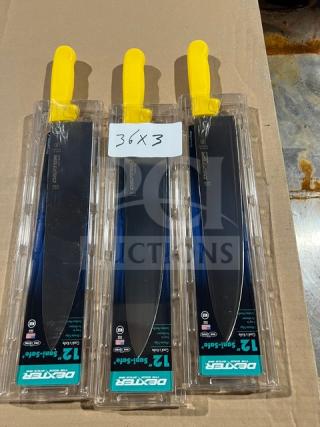 BRAND NEW! Dexter Russell Sani-Safe Series Commercial Stainless Steel 12" Cimeter Steak Knife! With Yellow Grip Handle! Model: S151PCP! 3X Your Bid!
