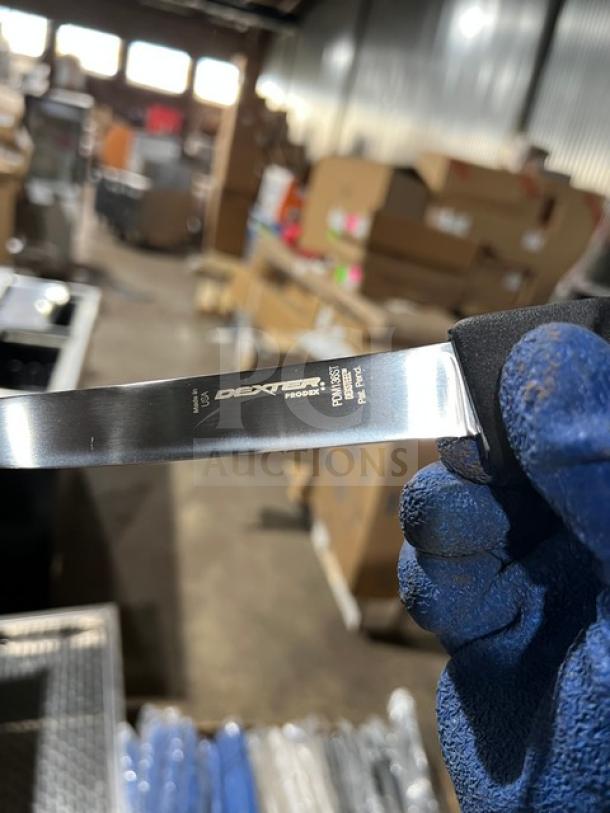 Dexter Russell Sani-Safe 3.25" paring knife, stainless steel blade, black grip handle, Model S104B-PCP, commercial use.