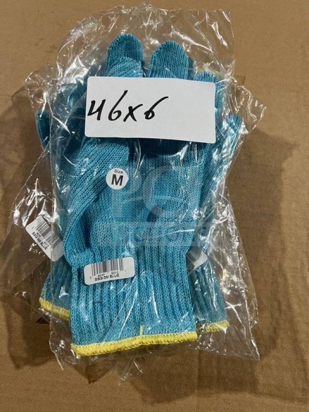 New Commercial Sani Safe Cut-Resistant Blue Gloves, Medium, Model SSG-3M. New in original packaging with size label.