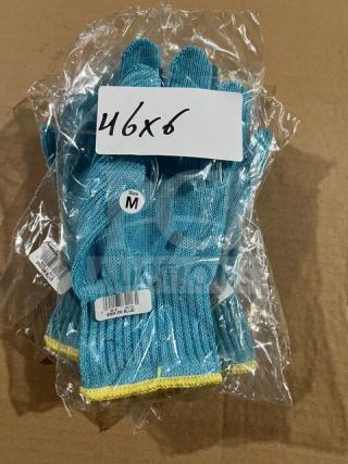 New Commercial Sani Safe Cut-Resistant Blue Gloves, Medium, Model SSG-3M. New in original packaging with size label.