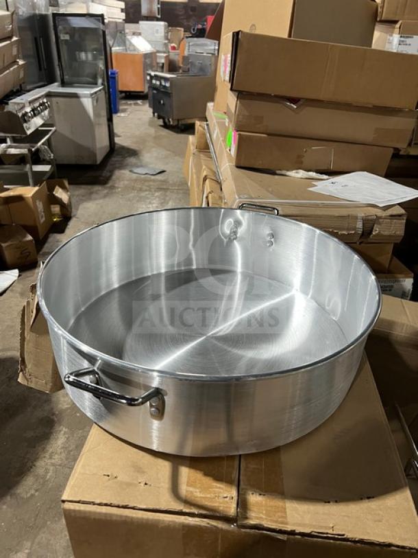 New commercial stainless steel food steamer, 3-tier, with side handles. Unused, shiny finish, ideal for large-scale cooking.