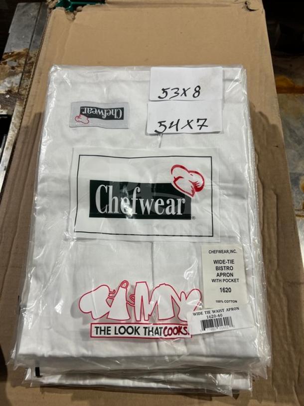 Chefwear Commercial White Chef Coat, Model 1620-40. New condition, textured style, 100% cotton. Includes tags and packaging.
