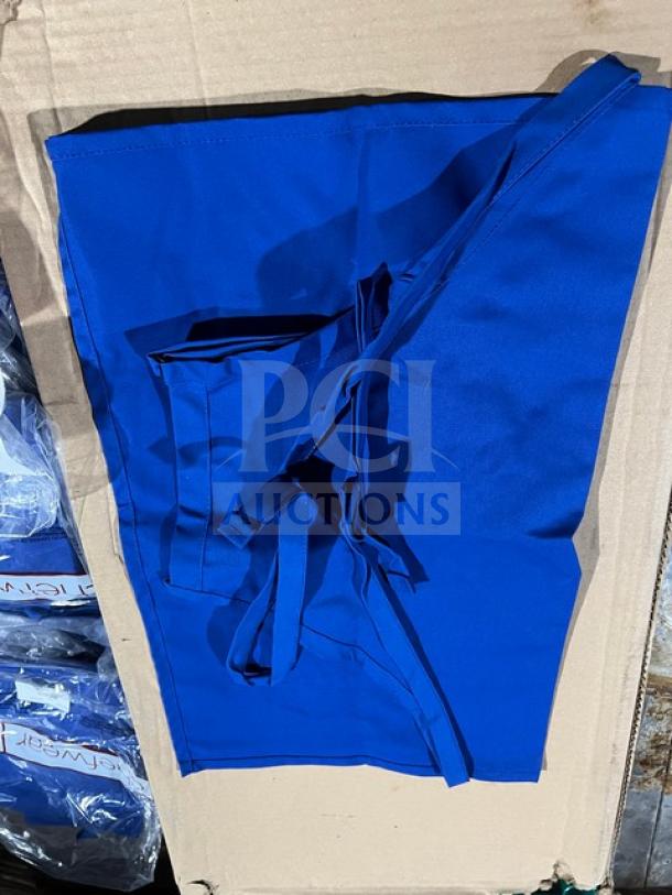Chefwear Commercial Blue Chef Apron, Model 1SZ, One Size, New Condition, with Ties and Front Pocket.