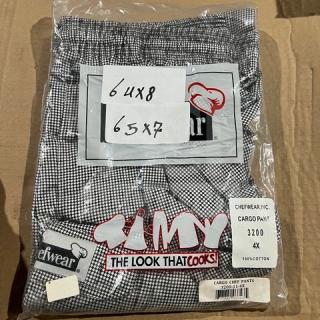 Chefwear 4X Cargo Style Chef Pants, Model 3200-11-4X, brand new in packaging, black and white check pattern, 100% cotton.