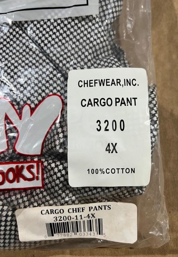 Chefwear 3200-11-4X cargo chef pants, 4X size, 100% cotton, new in package with tags.