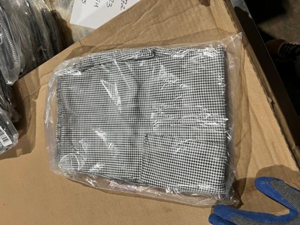 Brand new Chefwear CW3200 cargo style chef pants, size L, in original packaging, checkered pattern, high-quality material.