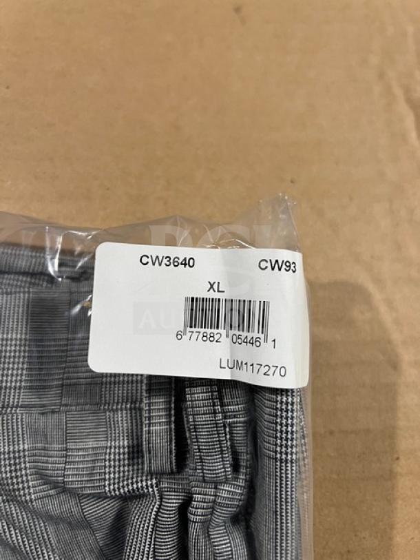 Brand new Chefwear CW3640 XL cargo style chef pants, packaged. Label shows model number and barcode.