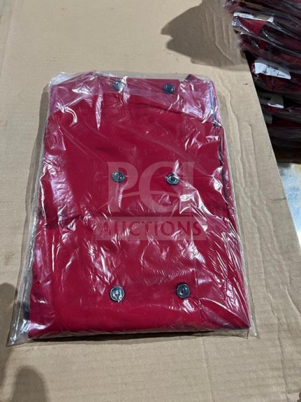 Brand new Chefwear CW78 red bar shirt, polyester/cotton blend, 5X size, sealed in plastic.