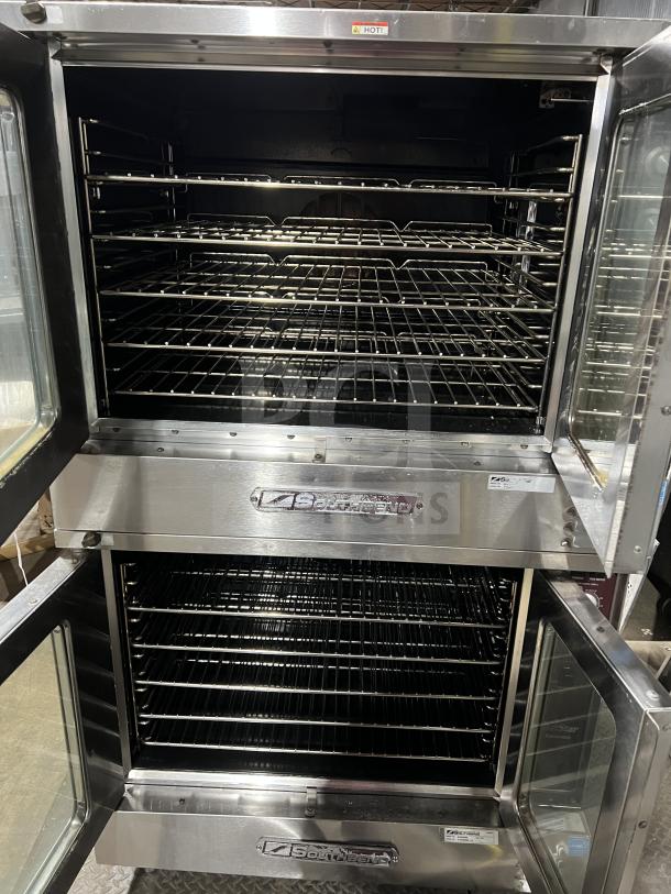 Southbend SilverStar SLES/20SC commercial double convection oven, stainless steel, Energy Star certified, with oven racks.