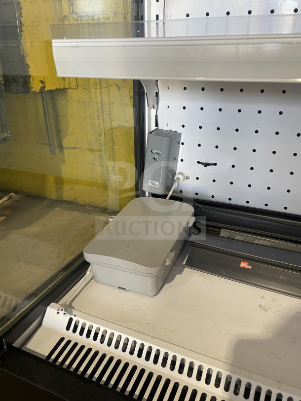 Sanye black multi-tier refrigerated merchandiser display case, commercial use, open grab-n-go design, good condition.