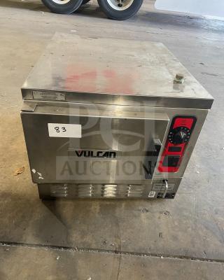 Vulcan C24EA3 commercial stainless steel 3-pan convection steamer with built-in pan rack, 208/240V, electric. Serial: !46-3016880.