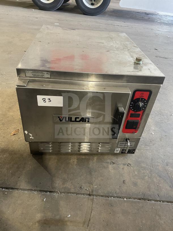 Vulcan C24EA3 stainless steel 3-pan convection steamer. Includes built-in pan rack, electric, 208/240V, used condition.