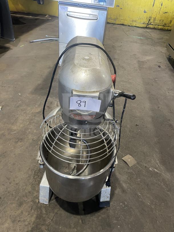 Commercial gear-driven planetary mixer, model B3OB, with stainless steel bowl, 110V 1 Phase, serial SN: 2101037, in used condition.