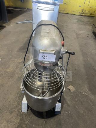 Commercial gear-driven planetary mixer, model B3OB, with stainless steel bowl, 110V 1 Phase, serial SN: 2101037, in used condition.
