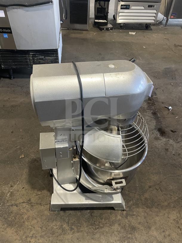 Commercial planetary mixer Model B3OB with stainless steel bowl, gear-driven, 110V, 1 phase, in good condition.