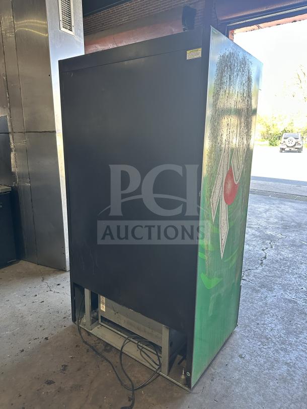 Universal Nolin commercial cooler, model MC1100S-1-SU-64, with 2 sliding glass doors, visible wear, 120V, 1 phase.