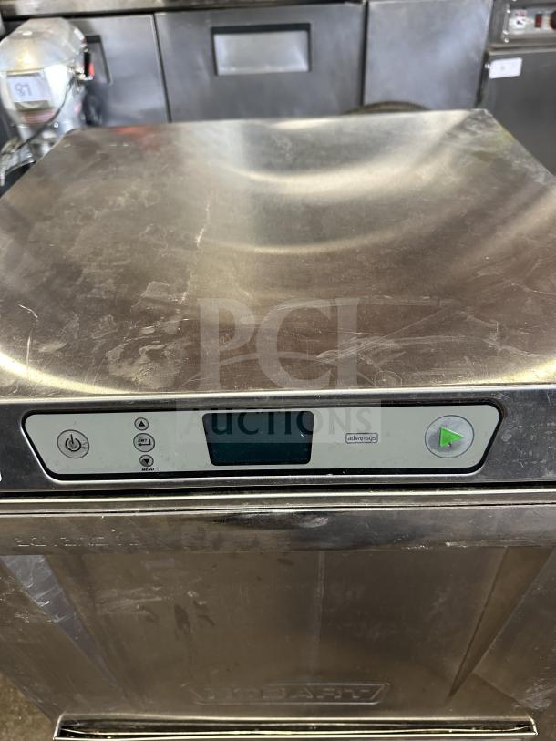 Hobart Advansys LXER undercounter dishwasher, stainless steel, high-temp, electric-powered, good condition, model 120/208-240V.