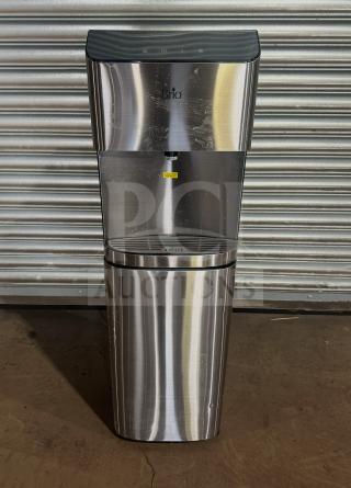 Brio CLBL720SC electric water dispenser, stainless steel, 115V. Features caution label, good condition. SN: 2207010250.