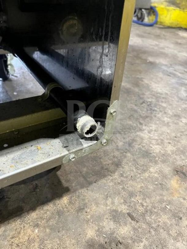 Asber stainless steel deep fat fryer, model AEF4050SENG, on casters. Visible gas line connection detail.