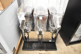 Brand new Narvon 378RBD3G3 commercial refrigerated beverage dispenser, triple 3-gallon bowls, 115V, minor scratches.