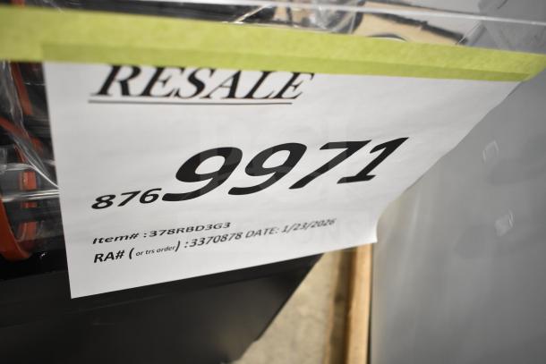 Brand new Narvon 378RBD3G3 triple 3-gallon bowl refrigerated beverage dispenser, 115 volts, 1 phase. Scratch and dent condition. Item label shows resale details.