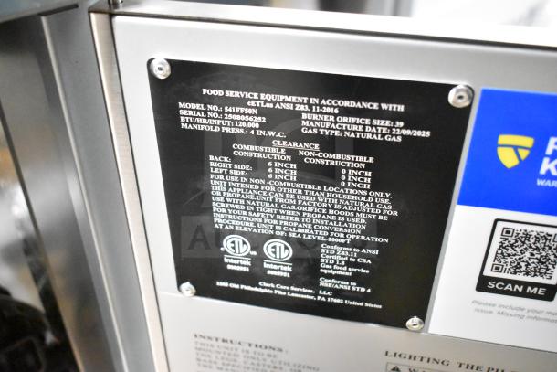 Brand new Mainstreet 541FF50N Commercial Natural Gas 50 lb. Stainless Steel Fryer, 120,000 BTU, minor scratches.