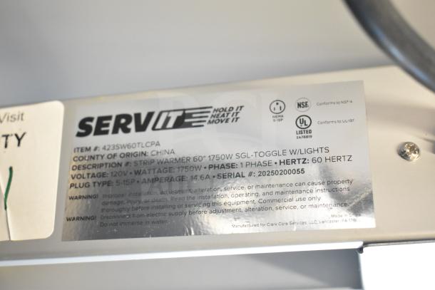Brand new ServIt 423SW60TLCPA 60" lighted strip warmer, single toggle control, 120V, 1 phase. Scratch and dent condition.