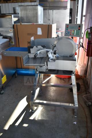 BRAND NEW! Jaccard Conveyor Commercial Floor Style Meat Slicer Stacker. 115 Volts, 1 Phase.